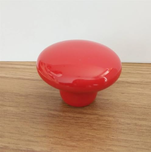 Keramik-Möbelgriffe for Zimmer, rund, Einzelloch, Schublade, Türgriffe, Kleiderschrankgriffe, Schrankbeschläge, 1 Stück (Color : Red, Size : Large) von PONNYC