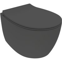 Mattschwarzes wandhängendes wc mit Sitz und Tiefe von 51 cm Ercos Kite BCKTEKVASO0001 matt-schwarz von PONSI