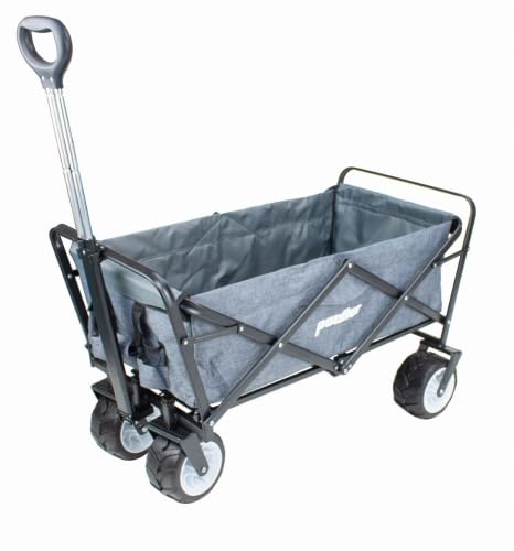 Bollerwagen faltbar Handwagen Strandwagen Transportkarre Gartenwagen mit Teleskop Griff und extra Breiten dicken Räder 360° drehbar Farbe Grau Bollerwagen faltbar Handwagen Strandwagen Transportkarre Gartenwagen mit Teleskop Griff und extra Breiten dicken Räder 360° drehbar Farbe Grau von PONTTOR