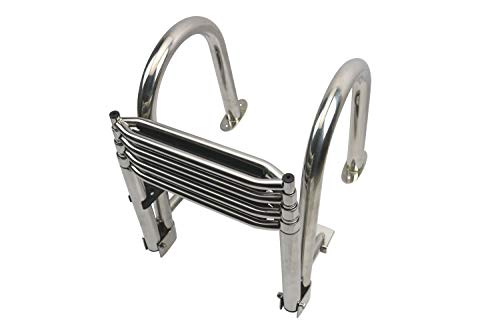 PONTTOR Badeleiter Bootsleiter aus Edelstahl V4A / AISI316, teleskop, 4 Stufen, mit Handlauf, Leiter für Boot Yacht Schiff, Poolleiter Schwimmdeckleiter von PONTTOR