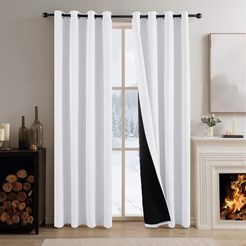 PONY DANCE 100% Bickdichte Gardinen mit Ösen Wohnzimmer Thermovorhang Kälteschutz Ösenschal 2er Set H 240 x B 140 cm Schlafzimmer Verdunklungsvorhänge Weiß PONY DANCE 100% Bickdichte Gardinen mit Ösen Wohnzimmer Thermovorhang Kälteschutz Ösenschal 2er Set H 240 x B 140 cm Schlafzimmer Verdunklungsvorhänge Weiß von PONY DANCE
