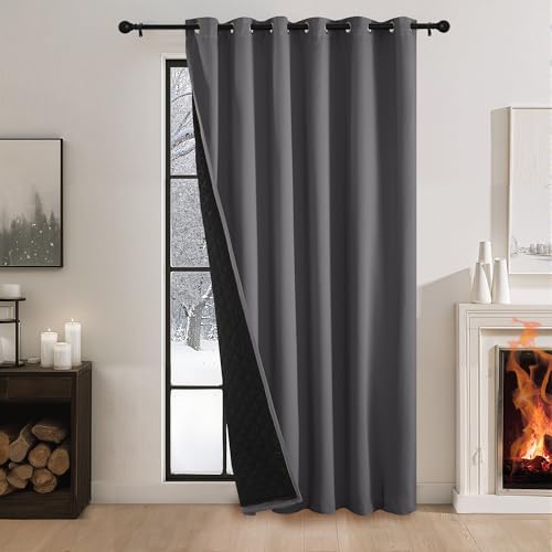 PONY DANCE 100% Verdunklungsvorhänge Ösen 1 Stück H 240 x B 200 cm Thermovorhang Kälteschutz Dppellagiger Gardinen für Große Fenster Extra Breite Vorhänge Raumtrenner, Grau PONY DANCE 100% Verdunklungsvorhänge Ösen 1 Stück H 240 x B 200 cm Thermovorhang Kälteschutz Dppellagiger Gardinen für Große Fenster Extra Breite Vorhänge Raumtrenner, Grau von PONY DANCE
