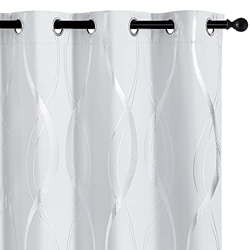 PONY DANCE Weißer Vorhang mit Linien-Foliendruck Gardinen Wohnzimmer Modern 2er Set H 245 x B 140 cm Verdunklungsvorhänge Ösen Thermogardine Wärmeisolierend, Grau-weiß PONY DANCE Weißer Vorhang mit Linien-Foliendruck Gardinen Wohnzimmer Modern 2er Set H 245 x B 140 cm Verdunklungsvorhänge Ösen Thermogardine Wärmeisolierend, Grau-weiß von PONY DANCE