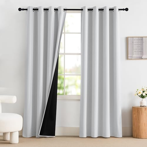 PONY DANCE Abdunkelnde Vorhänge für Schlafzimmer 2er Set H 220 x B 140 cm Grau-weiß, Thermovorhang gegen Kälte Wohnzimmer Gardinen Blickdicht mit Ösen Verdunkelungsvorhang PONY DANCE Abdunkelnde Vorhänge für Schlafzimmer 2er Set H 220 x B 140 cm Grau-weiß, Thermovorhang gegen Kälte Wohnzimmer Gardinen Blickdicht mit Ösen Verdunkelungsvorhang von PONY DANCE