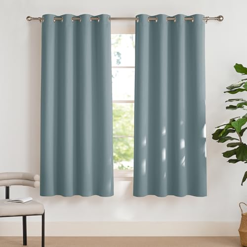 PONY DANCE Blickdichte Gardinen mit Ösen Curtains for Bedroom 2er Set H 175 x B 140cm Kurze Vorhänge Abdunkelnd Thermovorhang gegen Hitze Verdunkelungsvorhang, Graublau PONY DANCE Blickdichte Gardinen mit Ösen Curtains for Bedroom 2er Set H 175 x B 140cm Kurze Vorhänge Abdunkelnd Thermovorhang gegen Hitze Verdunkelungsvorhang, Graublau von PONY DANCE
