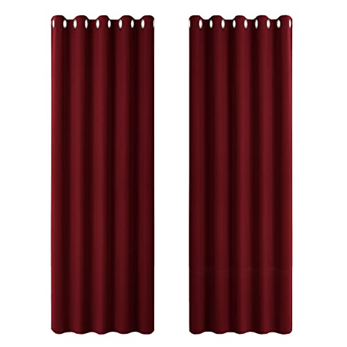 PONY DANCE Schlafzimmer Gardinen und Vorhänge Verdunkelung 2er Set H 228 x B 167 cm Abdunklungsvorhang mit Ösen Thermovorhang Hitzeschutz Übergardinen Blickdicht Rot von PONY DANCE