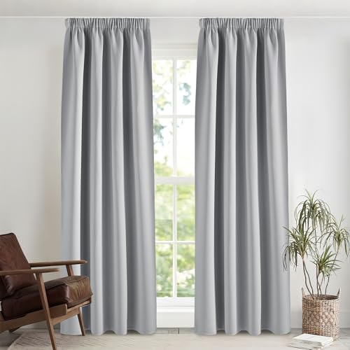 PONY DANCE Blickdichte Gardinen mit Kräuselband für Schiene 2er Set H 245 x B 140 cm Silbergrau, Thermovorhang Hitzeschutz Schlafzimmer Gardinen und Vorhänge Verdunklung PONY DANCE Blickdichte Gardinen mit Kräuselband für Schiene 2er Set H 245 x B 140 cm Silbergrau, Thermovorhang Hitzeschutz Schlafzimmer Gardinen und Vorhänge Verdunklung von PONY DANCE