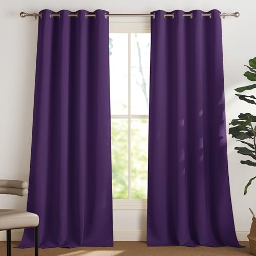 PONY DANCE Blickdichte Gardinen mit Ösen Gardinenschals 2er Set H 245 x B 140 cm Schlafzimmer Vorhänge Wärmeisolierend Blackout Thermal Curtains for Living Room, Violett PONY DANCE Blickdichte Gardinen mit Ösen Gardinenschals 2er Set H 245 x B 140 cm Schlafzimmer Vorhänge Wärmeisolierend Blackout Thermal Curtains for Living Room, Violett von PONY DANCE
