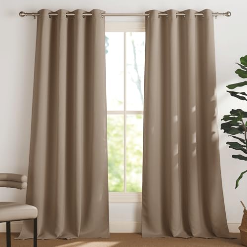 PONY DANCE Blickdichte Gardinen mit Ösen Vorhang Wohnzimmer 2er Set H 260 x B 140 cm Übergardinen Thermovorhang Hitzeschutz Blackout Curtains for Living Room, Cappuccino von PONY DANCE