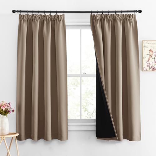 PONY DANCE Doppellagige Verdunklungsvorhänge Thermovorhang mit Kräuselband für Schiene 2er Set H 160 x B 140 cm Wohnzimmer Gardinen Kurz 100% Blickdicht Dicker Vorhang Hitzeschutz, Cappuccino PONY DANCE Doppellagige Verdunklungsvorhänge Thermovorhang mit Kräuselband für Schiene 2er Set H 160 x B 140 cm Wohnzimmer Gardinen Kurz 100% Blickdicht Dicker Vorhang Hitzeschutz, Cappuccino von PONY DANCE