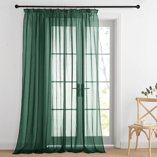 PONY DANCE Extra Breite Vorhänge Dunkelgrün Stores Voile Gardinen mit Kräuselband Wohnzimmer Vorhang Transparent für Schienensystem 2er Set H 245 x B 300 cm Durchsichtige Gardine Dunkelgrün PONY DANCE Extra Breite Vorhänge Dunkelgrün Stores Voile Gardinen mit Kräuselband Wohnzimmer Vorhang Transparent für Schienensystem 2er Set H 245 x B 300 cm Durchsichtige Gardine Dunkelgrün von PONY DANCE
