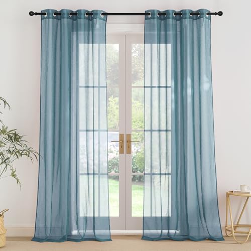 PONY DANCE Extra Lange Gardinen Blau Vorhang Transparent 260 cm Hoch Wohnzimmer Vorhänge mit Ösen Voile Gardine Durchsichtig Leinenoptik Ösenschal 2er Set H 260 x B 140 cm PONY DANCE Extra Lange Gardinen Blau Vorhang Transparent 260 cm Hoch Wohnzimmer Vorhänge mit Ösen Voile Gardine Durchsichtig Leinenoptik Ösenschal 2er Set H 260 x B 140 cm von PONY DANCE