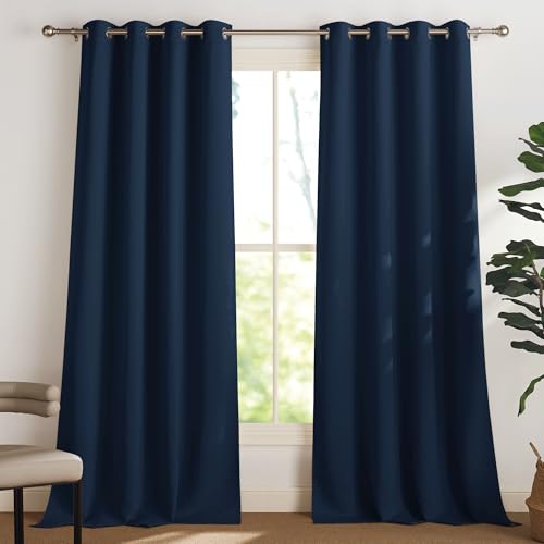 PONY DANCE Extra Lange Gardinen und Vorhänge Blickdicht Dunkelblau Ösenschal 2er Set H 350 x B 140 cm Verdunkelungsvorhang für Wohnzimmer Thermogardinen mit Ösen PONY DANCE Extra Lange Gardinen und Vorhänge Blickdicht Dunkelblau Ösenschal 2er Set H 350 x B 140 cm Verdunkelungsvorhang für Wohnzimmer Thermogardinen mit Ösen von PONY DANCE