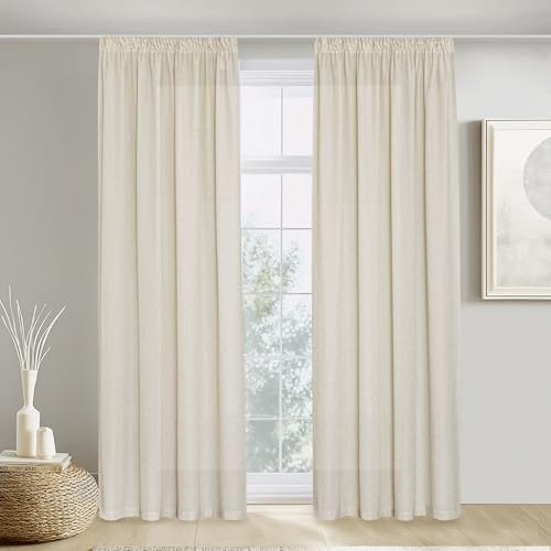 PONY DANCE Extra Lange Gardinen und Vorhänge Wohnzimmer Boho Gardine Leinen 2er Set Leinenvorhang mit Kräuselband für Schienen Vorhänge Leinenoptik Halbtransparent, H 300 x B 140 cm, Beige PONY DANCE Extra Lange Gardinen und Vorhänge Wohnzimmer Boho Gardine Leinen 2er Set Leinenvorhang mit Kräuselband für Schienen Vorhänge Leinenoptik Halbtransparent, H 300 x B 140 cm, Beige von PONY DANCE