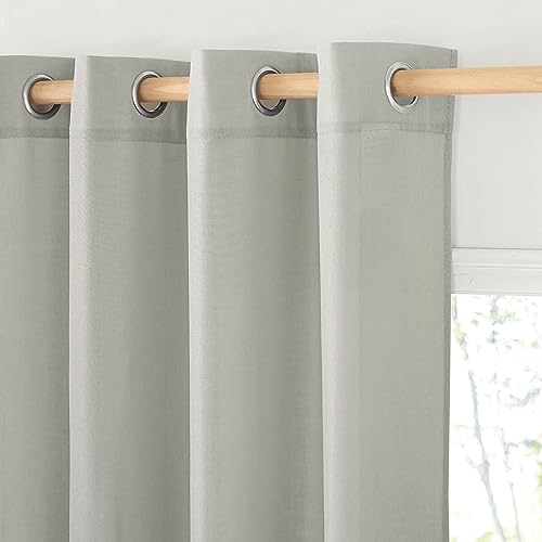 PONY DANCE Schlafzimmer Gardinen Kurz Halbtransparent Vorhang Leinenoptik 2er Set H 160 x B 140 cm Leinen Gardinen im Landhausstil Semi-Sheer Linen Curtains for Living Room, Hellgrau PONY DANCE Schlafzimmer Gardinen Kurz Halbtransparent Vorhang Leinenoptik 2er Set H 160 x B 140 cm Leinen Gardinen im Landhausstil Semi-Sheer Linen Curtains for Living Room, Hellgrau von PONY DANCE