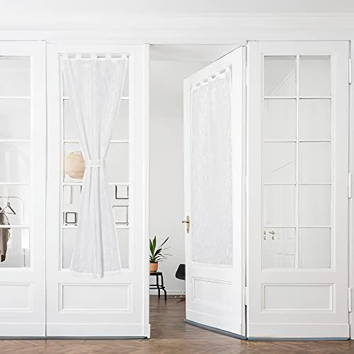 PONY DANCE Leinentextur Gardinen Weiss Halbtransparent Scheibengardine Tür 2er Set H 240 x B 60 cm Balkontür Französischer Türvorhang mit Schlaufen PONY DANCE Leinentextur Gardinen Weiss Halbtransparent Scheibengardine Tür 2er Set H 240 x B 60 cm Balkontür Französischer Türvorhang mit Schlaufen von PONY DANCE