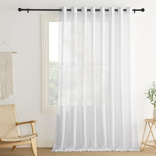 PONY DANCE Vorhang Weiss Halbtransparent - 1 Stück H 210 x B 254 cm Voile Gardinen Wohnzimmer Leinentextur Luftige Vorhänge für Große Fenster Lichtdurchlässiger Ösenvorhang PONY DANCE Vorhang Weiss Halbtransparent - 1 Stück H 210 x B 254 cm Voile Gardinen Wohnzimmer Leinentextur Luftige Vorhänge für Große Fenster Lichtdurchlässiger Ösenvorhang von PONY DANCE