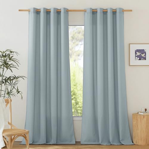 PONY DANCE Gardinen Wohnzimmer 2er Set Leinenvorhang mit Ösen H 245 x B 140 cm Vorhänge Leinenoptik Halbtransparent Landhaus Gardine Leinen Curtains für Living Room, Graublau PONY DANCE Gardinen Wohnzimmer 2er Set Leinenvorhang mit Ösen H 245 x B 140 cm Vorhänge Leinenoptik Halbtransparent Landhaus Gardine Leinen Curtains für Living Room, Graublau von PONY DANCE