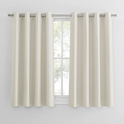 PONY DANCE Gardinen Wohnzimmer Modern Kurz 2 Stücke H 114 x B 132 cm Scheibengardine Blickdicht Verdunklungsvorhänge mit Ösen Vorhang Beige Blickdicht, Hellbeige von PONY DANCE