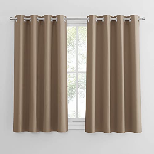 PONY DANCE Gardinen Wohnzimmer Modern Kurz 2 Stücke H 114 x B 132 cm Scheibengardine Blickdicht Verdunklungsvorhänge mit Ösen Vorhang Blickdicht Cappuccino von PONY DANCE