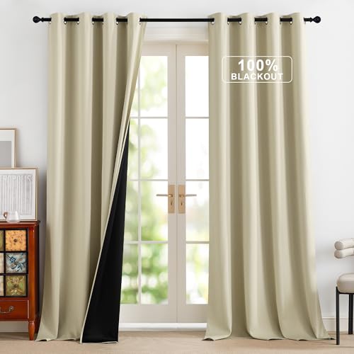 PONY DANCE Gardinen Wohnzimmer Thermovorhang Hitzeschutz Ösenschal 2er Set H 260 x B 140 cm Verdunkelungsvorhang Ösen Thermal Blackout Curtains for Living Room, Hellbeige PONY DANCE Gardinen Wohnzimmer Thermovorhang Hitzeschutz Ösenschal 2er Set H 260 x B 140 cm Verdunkelungsvorhang Ösen Thermal Blackout Curtains for Living Room, Hellbeige von PONY DANCE
