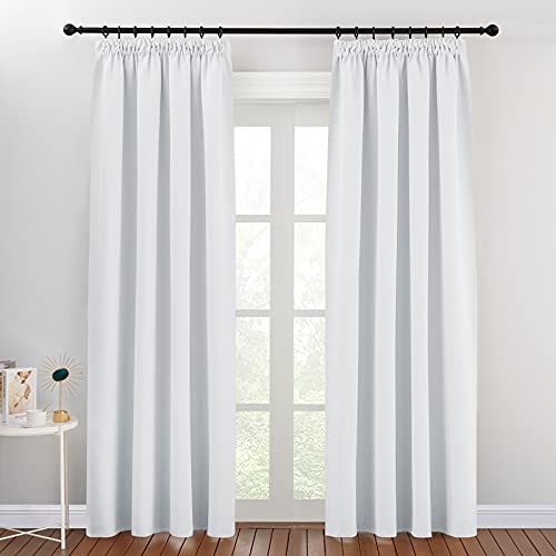 PONY DANCE Weisse Gardinen mit Kräuselband Thermovorhang Kälteschutz 2er Set H 200 x B 140 cm Verdunklungsgardine Schiene Blickdichte Vorhänge für Wohnzimmer/Schlafzimmer, Grau-weiß PONY DANCE Weisse Gardinen mit Kräuselband Thermovorhang Kälteschutz 2er Set H 200 x B 140 cm Verdunklungsgardine Schiene Blickdichte Vorhänge für Wohnzimmer/Schlafzimmer, Grau-weiß von PONY DANCE