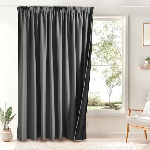 PONY DANCE Graue Vorhänge für Schienensystem 1er Set H 245 x B 300 cm Extra Breite 100% Verdunklungsvorhänge Wohnzimmer Thermovorhang Hitzeschtz Vorhänge mit Kräuselband für Schiene PONY DANCE Graue Vorhänge für Schienensystem 1er Set H 245 x B 300 cm Extra Breite 100% Verdunklungsvorhänge Wohnzimmer Thermovorhang Hitzeschtz Vorhänge mit Kräuselband für Schiene von PONY DANCE