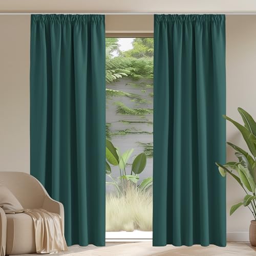 PONY DANCE Kräuselband Vorhänge Dunkelgrün Blickdicht 2er Set H 220 x B 140 cm Verdunklungsvorhänge für Schienensystem Gardinen Verdunkelung Thermovorhänge gegen Hitze PONY DANCE Kräuselband Vorhänge Dunkelgrün Blickdicht 2er Set H 220 x B 140 cm Verdunklungsvorhänge für Schienensystem Gardinen Verdunkelung Thermovorhänge gegen Hitze von PONY DANCE