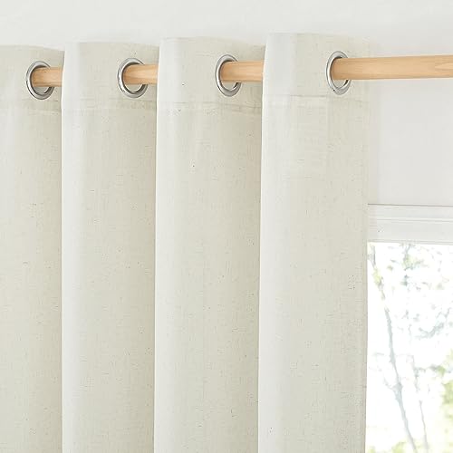 PONY DANCE Kurze Gardinen Halbtransparent Vorhang Leinen Ösenschal 2er Set H 145 x B 140 cm Leinenoptik Gardine Boho Wohnzimmer Linen Curtains for Bedroom,Elfenbeinweiß PONY DANCE Kurze Gardinen Halbtransparent Vorhang Leinen Ösenschal 2er Set H 145 x B 140 cm Leinenoptik Gardine Boho Wohnzimmer Linen Curtains for Bedroom,Elfenbeinweiß von PONY DANCE