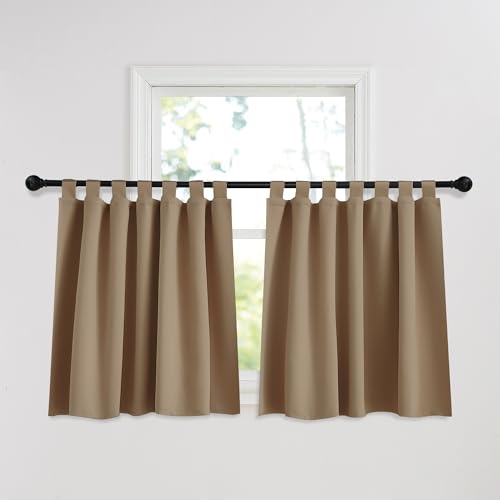 PONY DANCE Kurze Scheibengardinen Blickdicht Thermovorhang Fenster Küchengardinen mit Schlaufen Verdunklungsvorhänge Schlaufenschal 2er Set H 100 x B 140 cm, Cappuccino PONY DANCE Kurze Scheibengardinen Blickdicht Thermovorhang Fenster Küchengardinen mit Schlaufen Verdunklungsvorhänge Schlaufenschal 2er Set H 100 x B 140 cm, Cappuccino von PONY DANCE