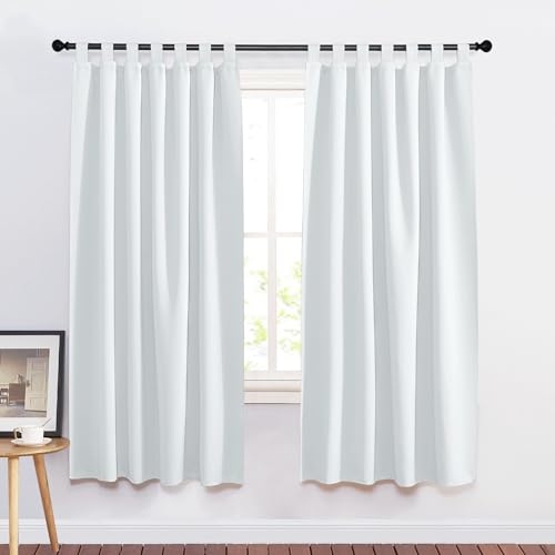 PONY DANCE Kurze Vorhänge Blickdicht - Kinderzimmer Gardinen mit Schlaufen Thermovorhang gegen Kälte und Hitze Kurze Gardinen Weiss Blickdicht, 2er Set H 160 x B 140 cm, Grau-weiß PONY DANCE Kurze Vorhänge Blickdicht - Kinderzimmer Gardinen mit Schlaufen Thermovorhang gegen Kälte und Hitze Kurze Gardinen Weiss Blickdicht, 2er Set H 160 x B 140 cm, Grau-weiß von PONY DANCE