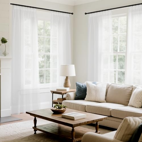 PONY DANCE Kurze Weiße Gardinen 4er Set H 160 x B 140 cm Transparente Vorhang Durchsichtig Kurzgardine mit Kräuselband Wohnzimmer Vorhänge für Schienensystem Weiss Gardine Leinenoptik PONY DANCE Kurze Weiße Gardinen 4er Set H 160 x B 140 cm Transparente Vorhang Durchsichtig Kurzgardine mit Kräuselband Wohnzimmer Vorhänge für Schienensystem Weiss Gardine Leinenoptik von PONY DANCE