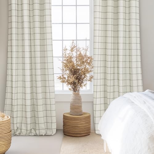 PONY DANCE Leinen Gardinen Wohnzimmer Ösenschal 2er Set H 245 x B 132 cm Linen Curtains for Living Room Vorhang Leinenoptik Halbtransparente Leinenvorhänge mit Muster, Weiß PONY DANCE Leinen Gardinen Wohnzimmer Ösenschal 2er Set H 245 x B 132 cm Linen Curtains for Living Room Vorhang Leinenoptik Halbtransparente Leinenvorhänge mit Muster, Weiß von PONY DANCE