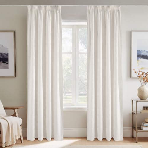 PONY DANCE Schlafzimmer Leinen Gardinen für Schienensystem 250g/m² Dicke Gardinen mit Kräuselband 2er Set H 245 x B 140 cm Vorhänge Halbtransparent Linen Curtains Living Room, Hellbeige PONY DANCE Schlafzimmer Leinen Gardinen für Schienensystem 250g/m² Dicke Gardinen mit Kräuselband 2er Set H 245 x B 140 cm Vorhänge Halbtransparent Linen Curtains Living Room, Hellbeige von PONY DANCE