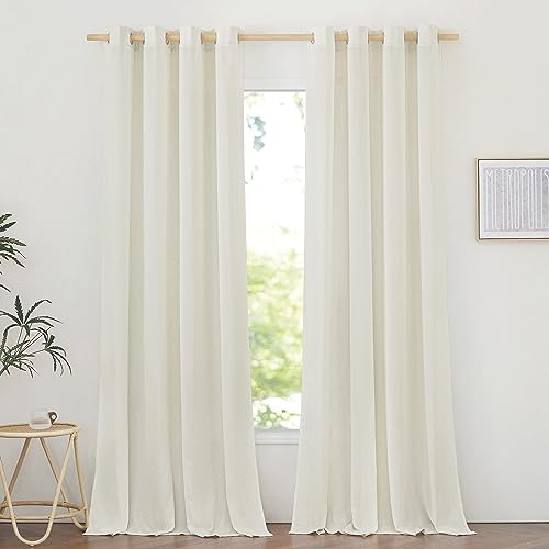 PONY DANCE Leinen Gardinen mit Ösen Wohnzimmer Vorhänge Halbtransparent 2er Set H 210 x B 140 cm Leinenoptik Vorhang Boho Semi-Sheer Linen Curtains for Bedroom, Elfenbeinweiß PONY DANCE Leinen Gardinen mit Ösen Wohnzimmer Vorhänge Halbtransparent 2er Set H 210 x B 140 cm Leinenoptik Vorhang Boho Semi-Sheer Linen Curtains for Bedroom, Elfenbeinweiß von PONY DANCE