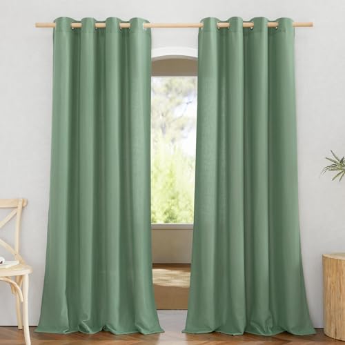 PONY DANCE Leinen Gardinen mit Ösen Wohnzimmer Vorhänge Halbtransparent 2er Set H 245 x B 140 cm Boho Leinenvorhang Semi-Sheer Linen Curtains for Living Room/Bedroom, Olivgrün PONY DANCE Leinen Gardinen mit Ösen Wohnzimmer Vorhänge Halbtransparent 2er Set H 245 x B 140 cm Boho Leinenvorhang Semi-Sheer Linen Curtains for Living Room/Bedroom, Olivgrün von PONY DANCE