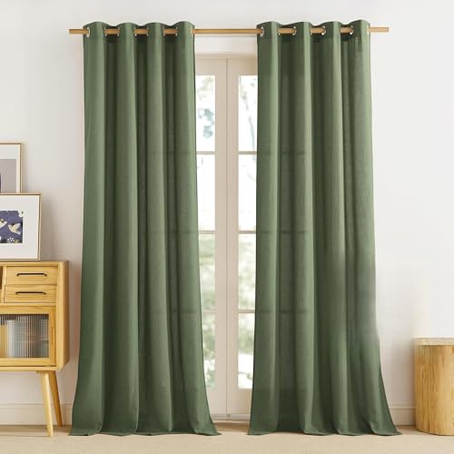 PONY DANCE Leinen Gardinen mit Ösen Wohnzimmer Vorhänge Modern 2er Set H 245 x B 140 cm Leinenoptik Vorhang Halbtransparent Semi-Sheer Linen Curtains for Bedroom, Matcha Grün PONY DANCE Leinen Gardinen mit Ösen Wohnzimmer Vorhänge Modern 2er Set H 245 x B 140 cm Leinenoptik Vorhang Halbtransparent Semi-Sheer Linen Curtains for Bedroom, Matcha Grün von PONY DANCE