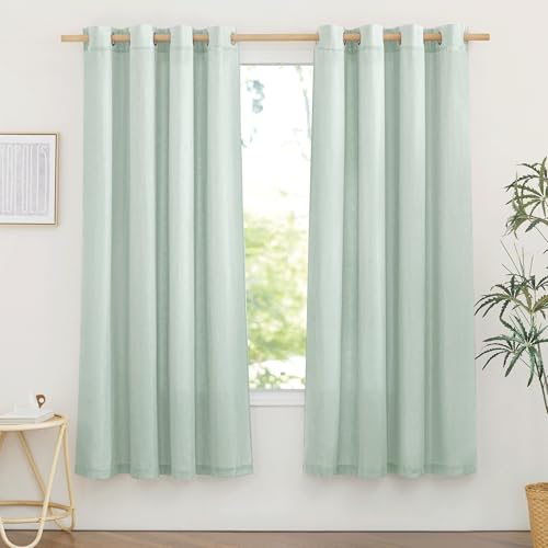 PONY DANCE Leinenoptik Gardinen Grün Halbtransparent Wohnzimmer Vorhänge mit Ösen 2er Set H 160 x B 140 cm Leinenvorhang Modern Scheibengardine Küche Kurzgardinen, Salbeigrün PONY DANCE Leinenoptik Gardinen Grün Halbtransparent Wohnzimmer Vorhänge mit Ösen 2er Set H 160 x B 140 cm Leinenvorhang Modern Scheibengardine Küche Kurzgardinen, Salbeigrün von PONY DANCE