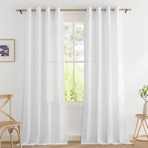 PONY DANCE Leinenoptik Gardinen Wohnzimmer Modern Vorhänge Weiss Halbtransparent 2er Set H 245 x B 140 cm Leinenvorhang mit Ösen Semi-Sheer Linen Curtains for Living Room/Bedroom PONY DANCE Leinenoptik Gardinen Wohnzimmer Modern Vorhänge Weiss Halbtransparent 2er Set H 245 x B 140 cm Leinenvorhang mit Ösen Semi-Sheer Linen Curtains for Living Room/Bedroom von PONY DANCE
