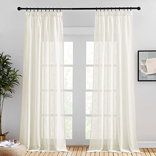 PONY DANCE Leinenoptik Gardinen mit Kräuselband - Wohnzimmer Vorhang Boho Halbtransparente Gardinen Landhausstil Vorhänge Hellbeige 2er Set H 260 x B 140 cm PONY DANCE Leinenoptik Gardinen mit Kräuselband - Wohnzimmer Vorhang Boho Halbtransparente Gardinen Landhausstil Vorhänge Hellbeige 2er Set H 260 x B 140 cm von PONY DANCE