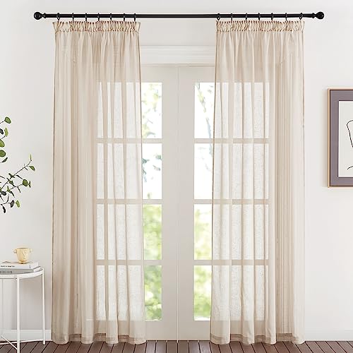 PONY DANCE Leinenoptik Vorhang Beige Halbtransparent 2er Set H 220 x B 140 cm Leinen Gardinen mit Kräuselband Wohnzimmer Vorhänge im Landhausstil Boho Style PONY DANCE Leinenoptik Vorhang Beige Halbtransparent 2er Set H 220 x B 140 cm Leinen Gardinen mit Kräuselband Wohnzimmer Vorhänge im Landhausstil Boho Style von PONY DANCE