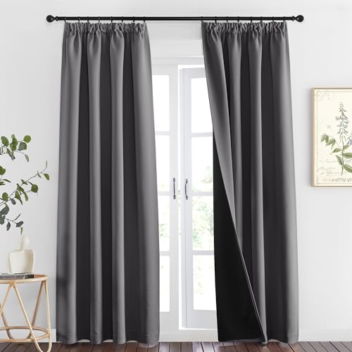 PONY DANCE Lichtundurchlässige Vorhänge Grau Doppellagiger und Dicker Vorhang Hitzeschutz Thermogardine mit Kräuselband Gardinen Blickdicht 2er Set H 260 x B 140 cm Verdunkelungsvorhang Schiene PONY DANCE Lichtundurchlässige Vorhänge Grau Doppellagiger und Dicker Vorhang Hitzeschutz Thermogardine mit Kräuselband Gardinen Blickdicht 2er Set H 260 x B 140 cm Verdunkelungsvorhang Schiene von PONY DANCE