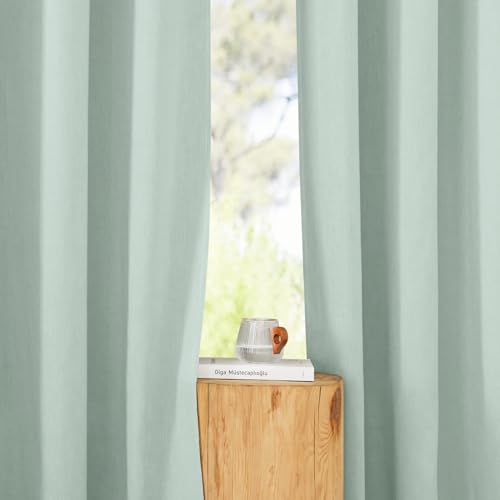 PONY DANCE Linen Curtains Living Room Leinenvorhänge mit Kräuselband 2er Set H 245 x B 140 cm Wohnzimmer Vorhang Modern Leinen Gardinen Halbtransparent Leinenoptik Vorhänge für Schienen, Salbeigrün PONY DANCE Linen Curtains Living Room Leinenvorhänge mit Kräuselband 2er Set H 245 x B 140 cm Wohnzimmer Vorhang Modern Leinen Gardinen Halbtransparent Leinenoptik Vorhänge für Schienen, Salbeigrün von PONY DANCE