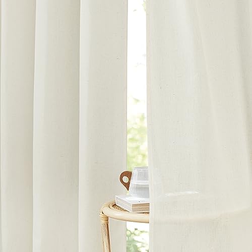 PONY DANCE Linen Curtains for Living Room Ösenschal 2er Set H 220 x B 140 cm Leinen Gardinen Boho Wohnzimmer Vorhang Leinenoptik Halbtransparente Leinenvorhänge, Elfenbeinweiß PONY DANCE Linen Curtains for Living Room Ösenschal 2er Set H 220 x B 140 cm Leinen Gardinen Boho Wohnzimmer Vorhang Leinenoptik Halbtransparente Leinenvorhänge, Elfenbeinweiß von PONY DANCE