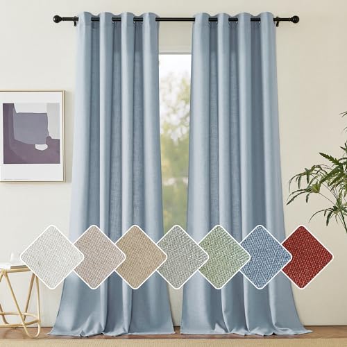 PONY DANCE Linen Curtains for Living Room Ösenschal 2er Set H 245 x B 140 cm Boho Gardinen Wohnzimmer Leinen Vorhänge Halbtransparent Landhausstil Gardinen Leinenoptik, Dunstblau PONY DANCE Linen Curtains for Living Room Ösenschal 2er Set H 245 x B 140 cm Boho Gardinen Wohnzimmer Leinen Vorhänge Halbtransparent Landhausstil Gardinen Leinenoptik, Dunstblau von PONY DANCE