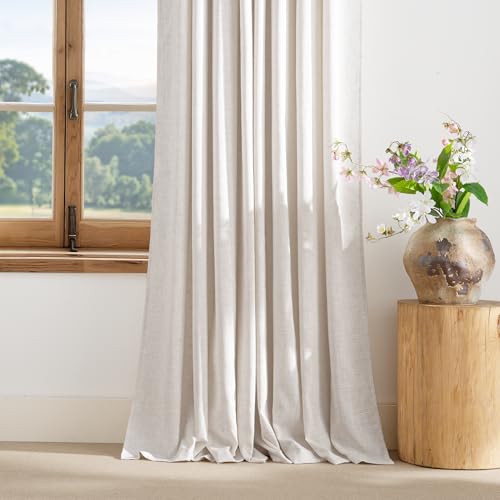 PONY DANCE Linen Curtains for Living Room & Bedroom Ösenschal 2er Set H 200 x B 140 cm Hellbeige, Dicke Leinen Gardinen im Landhausstil Wohnzimmer Vorhang Halbtransparent (250g/m²) PONY DANCE Linen Curtains for Living Room & Bedroom Ösenschal 2er Set H 200 x B 140 cm Hellbeige, Dicke Leinen Gardinen im Landhausstil Wohnzimmer Vorhang Halbtransparent (250g/m²) von PONY DANCE