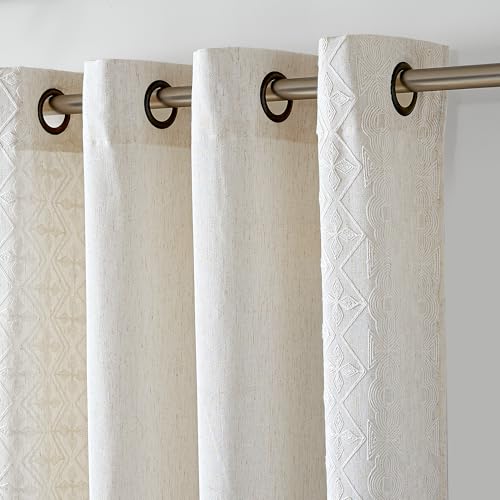 PONY DANCE Linen Curtains for Living Room & Bedroom Ösenschal 2er Set H 220 x B 140 cm Creme+Stickerei-Creme, Leinen Gardinen mit Stickerei Wohnzimmer Vorhang Boho Halbtransparent PONY DANCE Linen Curtains for Living Room & Bedroom Ösenschal 2er Set H 220 x B 140 cm Creme+Stickerei-Creme, Leinen Gardinen mit Stickerei Wohnzimmer Vorhang Boho Halbtransparent von PONY DANCE