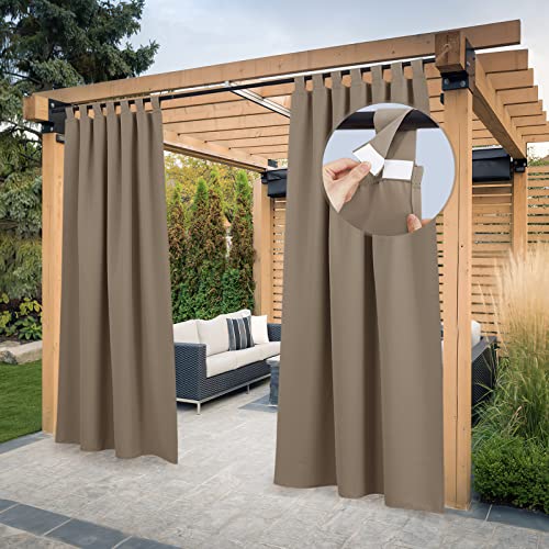 PONY DANCE Outdoor Vorhang Wetterfest Schlaufenschal 2er Set Outdoor Gardinen Wasserdicht Sonnenschutz Pavillon & Terrasse Vorhänge mit Klettverschluss, H 213 x B 132 cm, Cappuccino PONY DANCE Outdoor Vorhang Wetterfest Schlaufenschal 2er Set Outdoor Gardinen Wasserdicht Sonnenschutz Pavillon & Terrasse Vorhänge mit Klettverschluss, H 213 x B 132 cm, Cappuccino von PONY DANCE