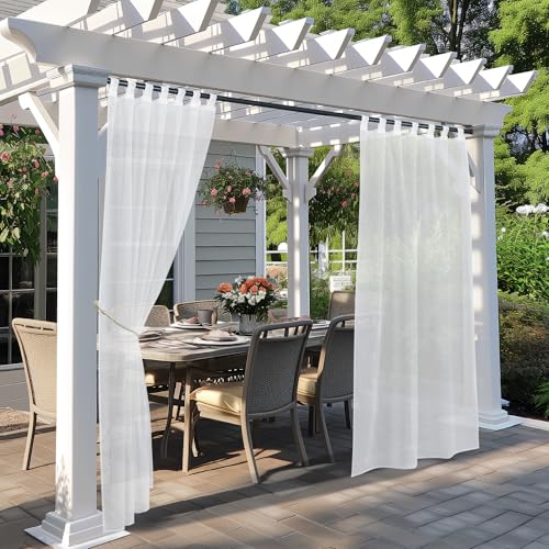 PONY DANCE Outdoorvorhang Weiß Transparent 2er Set H 243 x B 137 cm Leinenoptik Outdoor Vorhänge Wasserdicht Terrasse Gardinen mit Abnehmbaren Schlaufen Balkon Vorhang Outdoor PONY DANCE Outdoorvorhang Weiß Transparent 2er Set H 243 x B 137 cm Leinenoptik Outdoor Vorhänge Wasserdicht Terrasse Gardinen mit Abnehmbaren Schlaufen Balkon Vorhang Outdoor von PONY DANCE