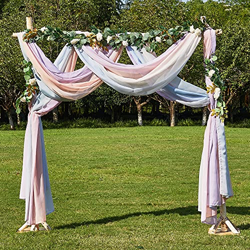 PONY DANCE Querbehang Gardine mit Farbverlauf Hausbett Dekoration Mädchen Querbehang Freihanddeko für Traubogen Hochzeit Himmelbett Vorhänge Tüll Stoff, 1 Stück H 548 x B 152 cm, Eleganter Regenbogen von PONY DANCE